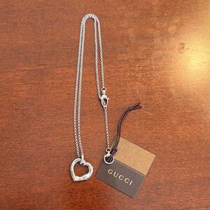 Gucci Silver Bamboo Heart Pendant Necklace
